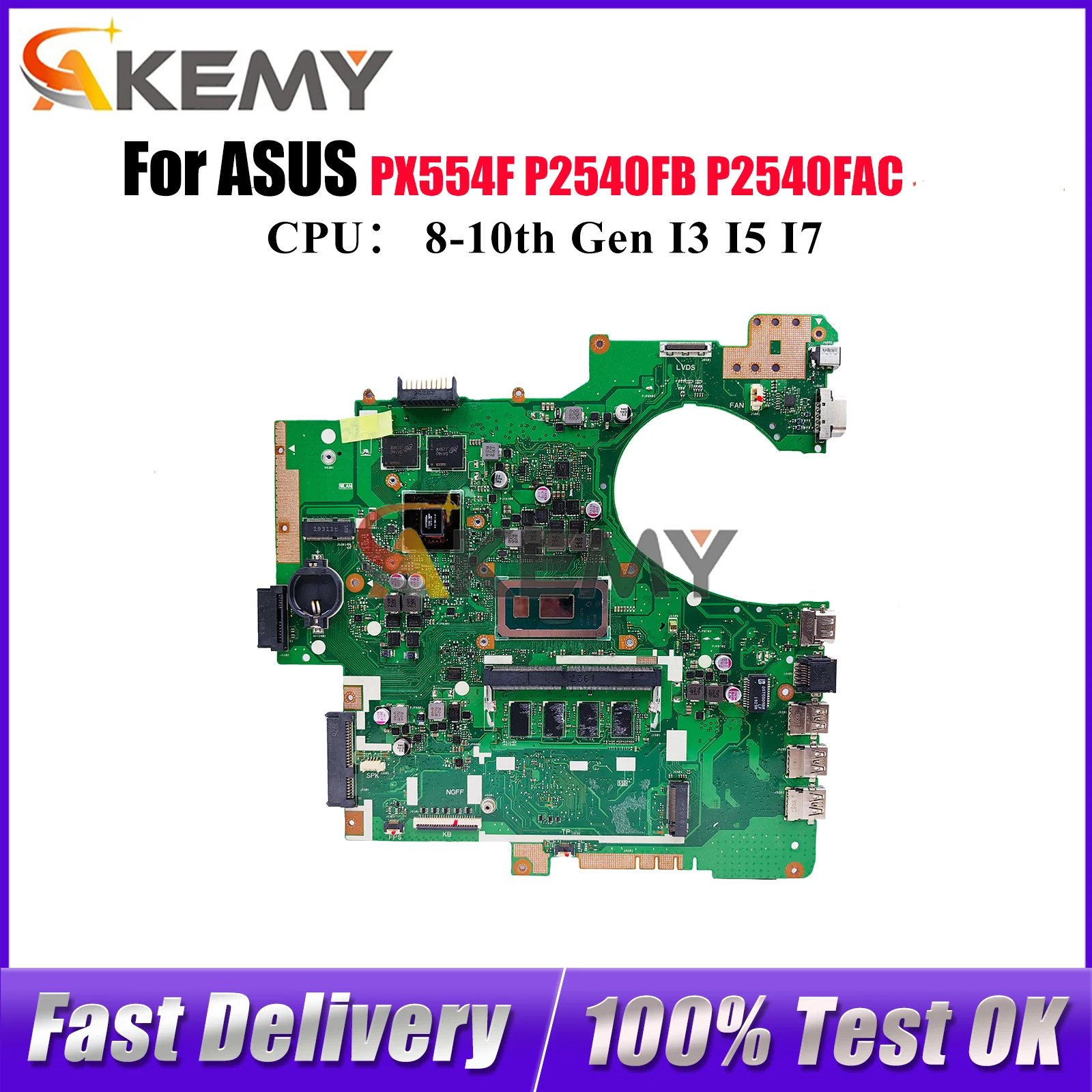 

P2540FB Материнская плата для ноутбука ASUS ProArt P2540F P2540FAC P2540FB PX554F Материнская плата для ноутбука с процессором I3 I5 I7 100% tests OK stk