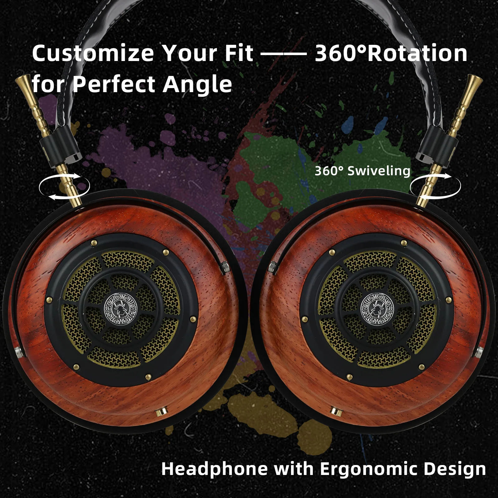 OKCSC 레트로 우든 헤드폰 클로즈드 로즈우드 이어폰 S2 플래너 스피커 드라이버 듀얼 3.5 브레이디드 헤드폰 업그레이드 케이블
