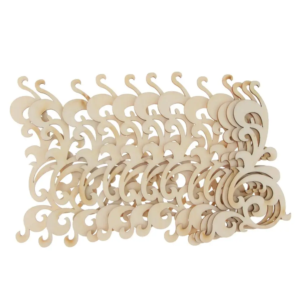 Wooden Chip Blank Flower Tags Card Making Ornaments for DIY Scrapbooking and Imitation Wood Boxes