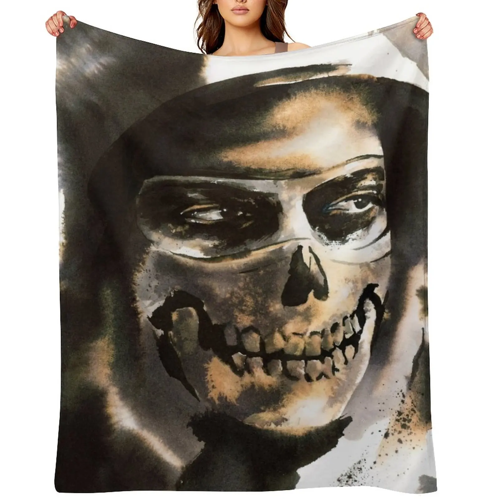 Simon Ghost Riley in MW2 Throw Blanket Plaid Blankets For Baby Kid'S Multi-Purpose Blankets
