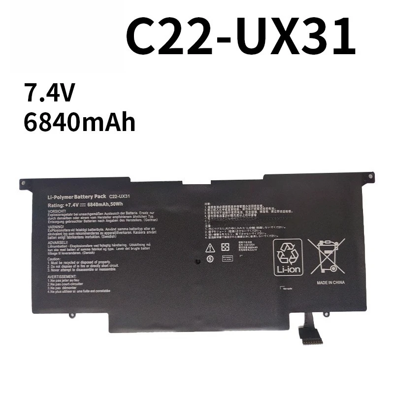 Premium Replacement 7.4V 6840mAh Laptop Battery Compatible For ASUS C22 UX31 ZenBook UX31A UX31E Safe Durable High Performance