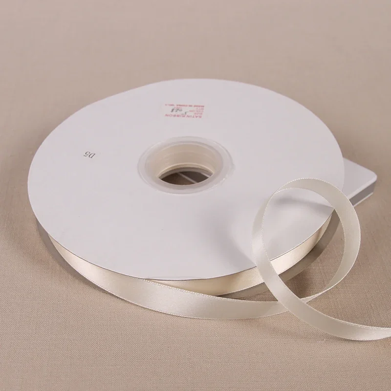 (91 meters/roll) Beige Single Face Satin Ribbon Wholesale Gift Wedding Christmas Decoration DIY Webbing Card Gift Wrapping
