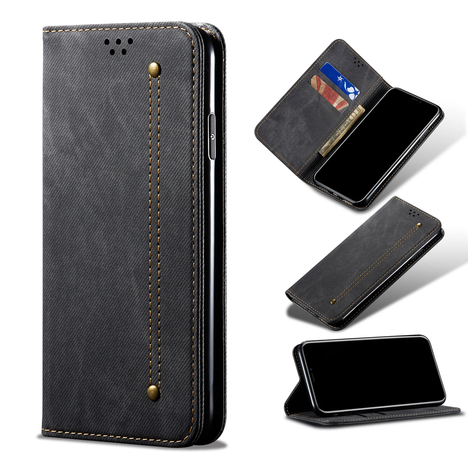 Flip Magnetic Leather Texture Card Book Phone Cover For Apple Iphone 16 15 14 Plus 13 12 11 Pro XS Max SE X XR Wallet Case Funda