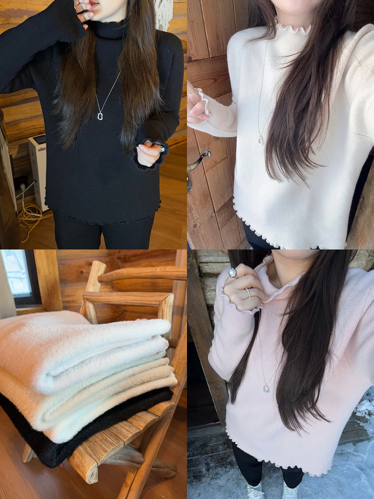 

Женский вязаный топ больших размеров с рюшами и узором «под дерево», универсальная базовая модель для зимнего сезона, с длинными рукавами