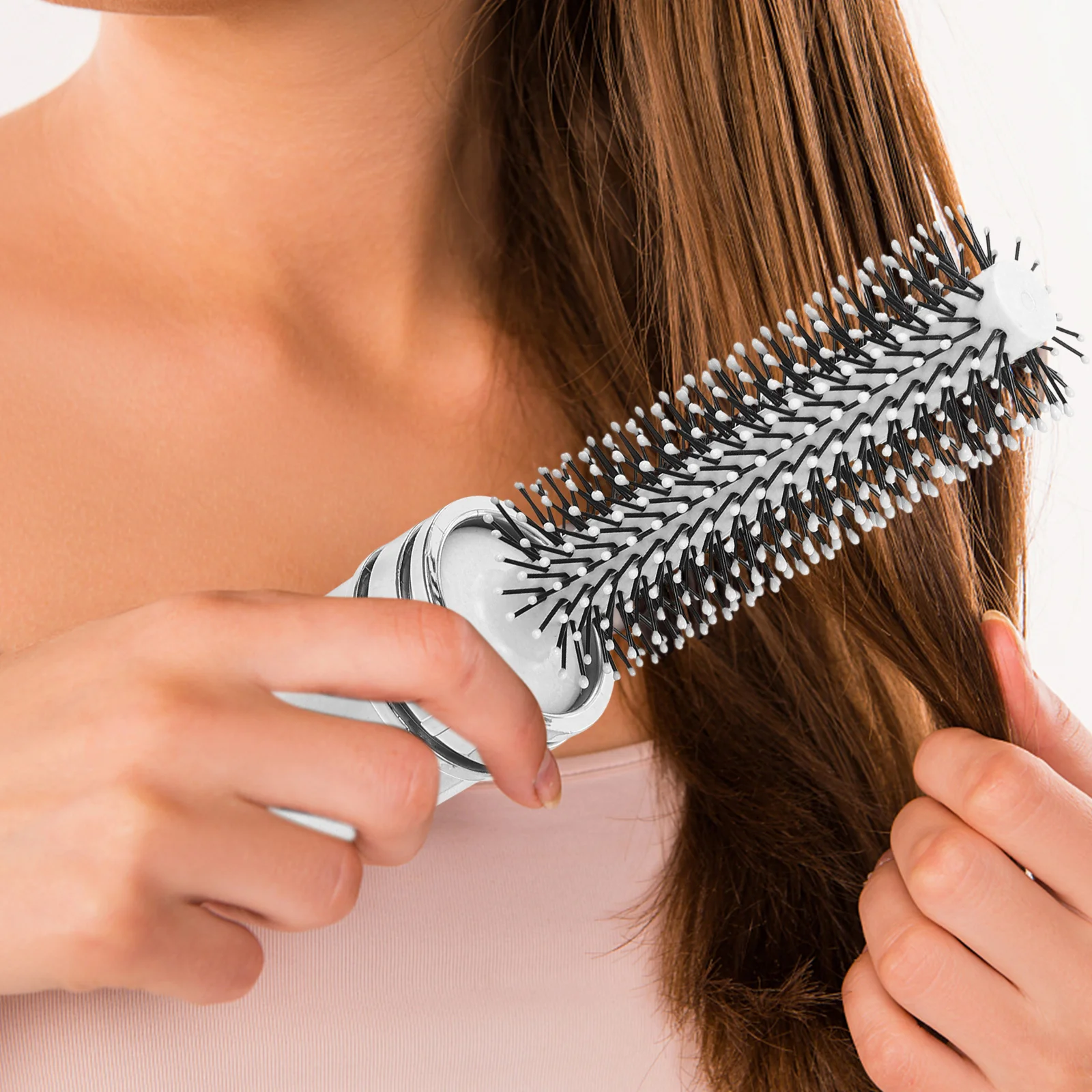 

Portable Curling Comb Retractable Hairbrush for Blow Drying Curly Small Round Styling Abs Roller Women's