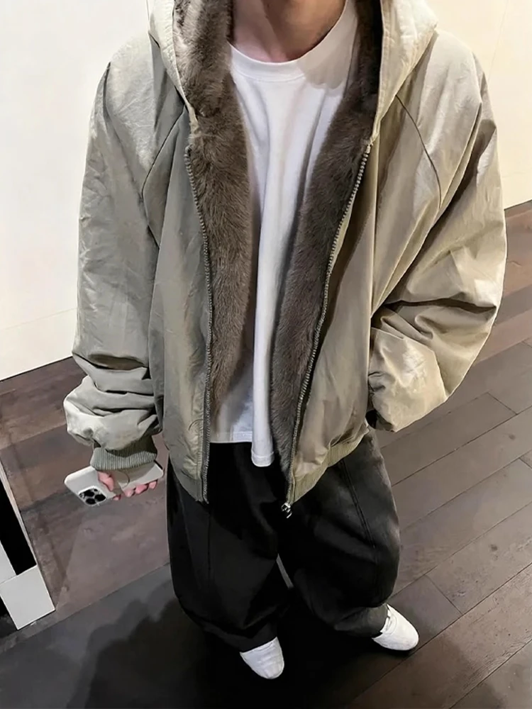 

Couples Thiened Faux Fur Hooded Cotton Jaet Men Women Sle Winter Warmest Coat Polyester Fiber Long Sve Zipper Closure