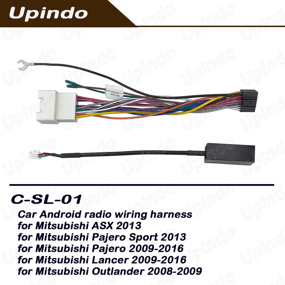 Car Android Radio Wiring Harness Adapter for Mitsubishi ASX Triton Pajero Lancer Outlander Stereo Power Cable Connector Socket