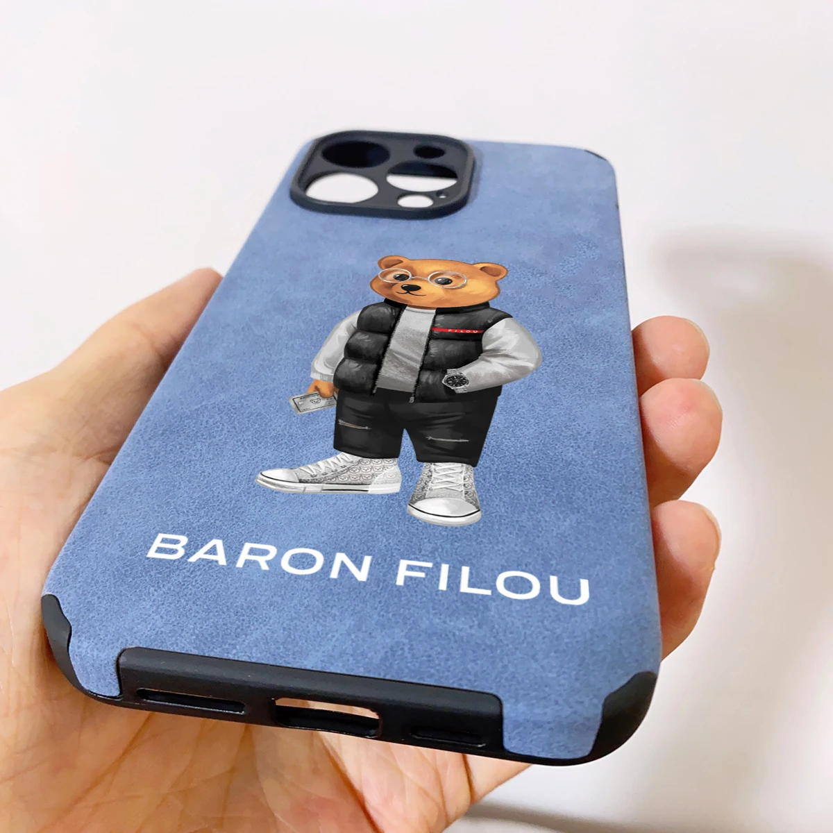 BARON FILOU leather Soft Case For Iphone 15 14 13 12 11 Pro Mini 7 8 Se Plus Xr X Xs Max Phone Cover outdoors BEAR Fundas Capa