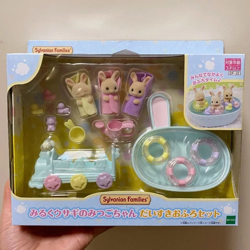 Sylvanian Families ของเล่นเด็กของเล่นของขวัญแท้สําหรับสาว Ternurine นมกระต่าย Triplets ชุดห้องน้ํา Ternuries
