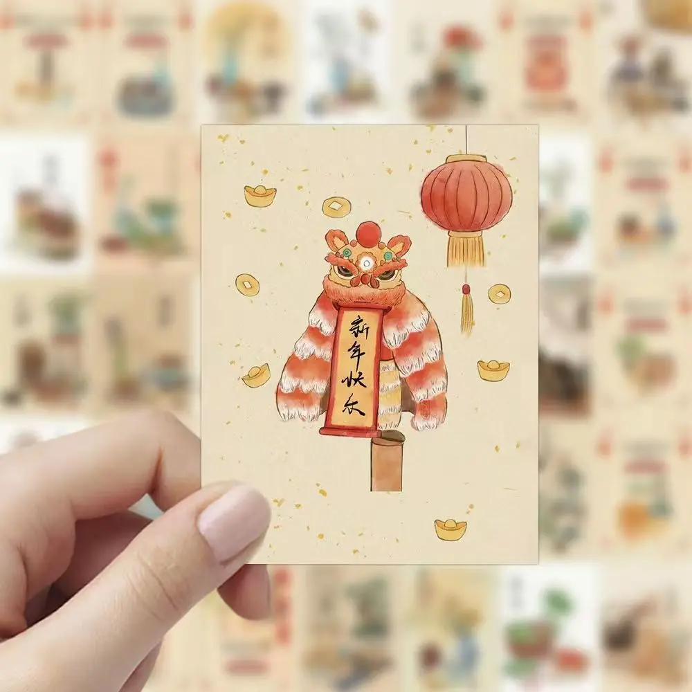 60pcs Chinese Traditional Culture Stickers, 24 Solar Terms & Festivals Watercolor Decals, Oriental Vintage Aesthetic, Waterproof