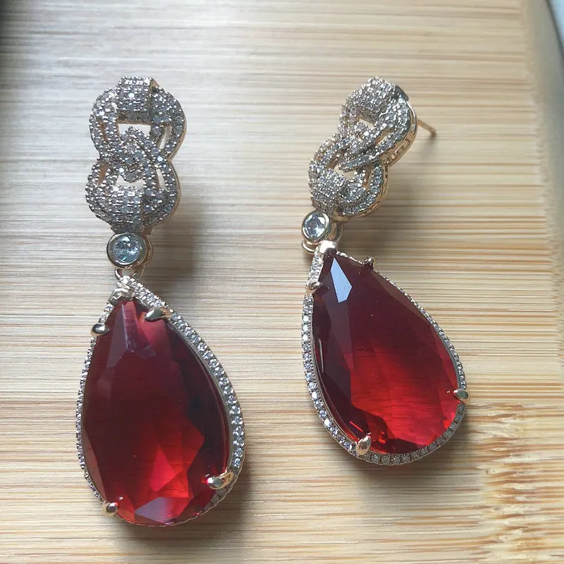 Bilincolor Mode Vintage Große Gelb Cubic Zirkon Ohrring für Frauen – Detail 2