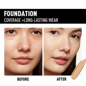 PECOLOVERS Matte Finish Liquid Foundation-Kontrol Minyak, Tahan Air, Concealer Cakupan Penuh untuk Semua Warna Kulit 10 nada penjualan terbaik - №