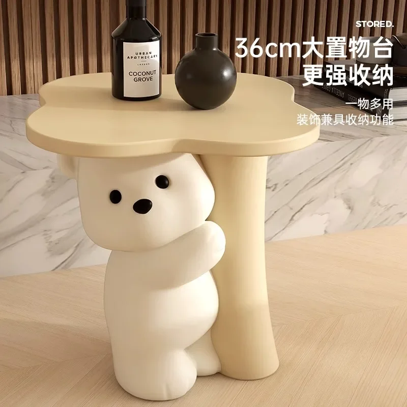 ‌Cute Bear Coffee Table  Resin Cartoon Side Table  Living Room Floor Stand  Creative Bedroom Nightstand - Modern Home Decor - view 2