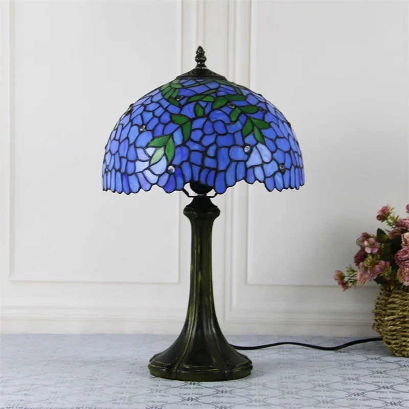 ALBERT Tiffany Glass Table Lamp LED Modern Creative Bedside Blue Desk Light For Home Living Room Bedroom Hotel Decor
