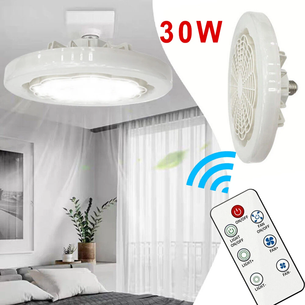 

Smart Ceiling Fan with LED Light & Remote Control E27 Convertible Base for Living Room Home Decor Auto Speed Adjust