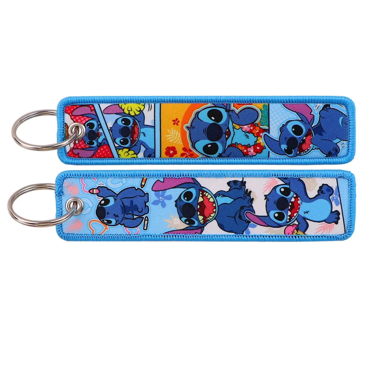 11 Colors Disney Stitch Cartoon Woven Mark Keychain Pendant Stitch Anime Figure Rope Pendant Fabric Key Chain Anime Accessories