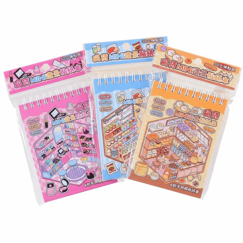 

Cartoon Miniature Landscape Sticker Collection Decorative Visual Stacking DIY Cabin Scene Sticker Miniature Scene Collage