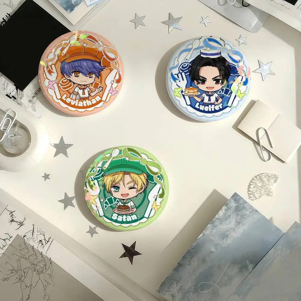 Jogo obedecer-me otome sim leviatã mammon satanás laser emblema criativo pinos broche para saco roupas chapéu decoração presentes fãs coletar