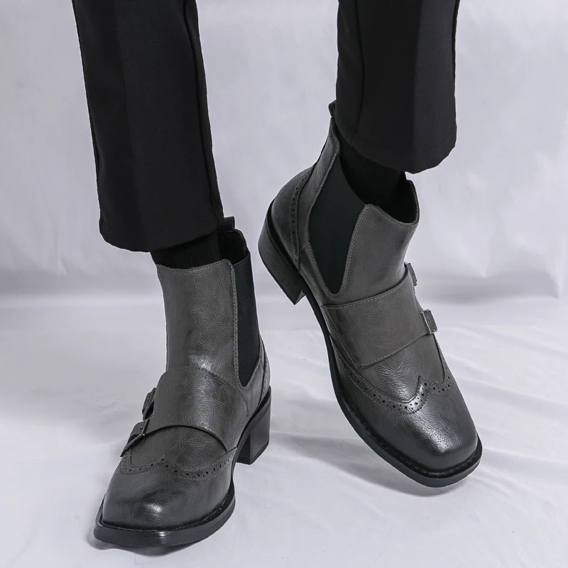 

Модные и элегантные универсальные мужские кожаные ботинки, брендовые удобные мягкие деловые повседневные ботинки, высококачественные ковбойские сапоги в стиле вестерн