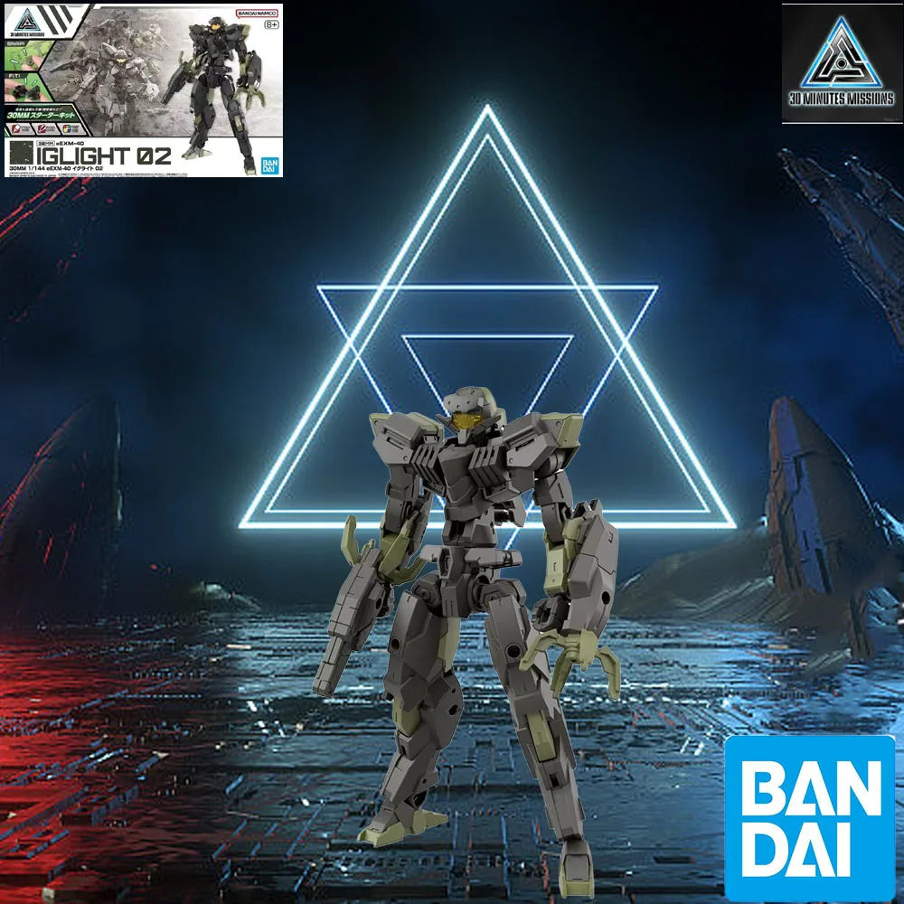 In stock Bandai Original MODEL KIT GUNDAM 30MM 1/144 eEXM-40 IGLIGHT 02 Anime Action Figure Assembly Model Toys For boys