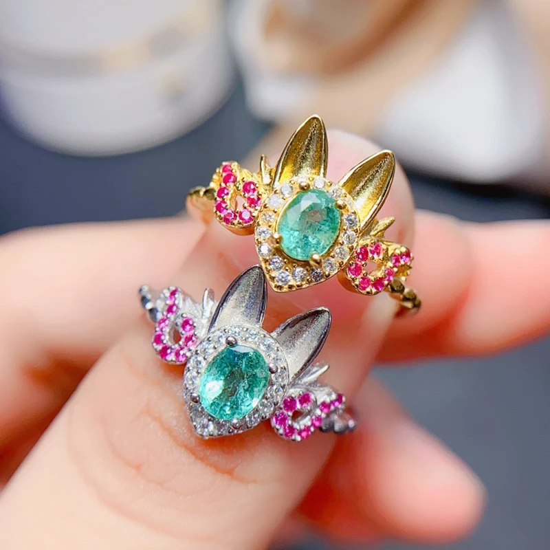 Natural Emerald Rings for women silver 925 jewelry luxury gem stones 18k gold plated free shiping items