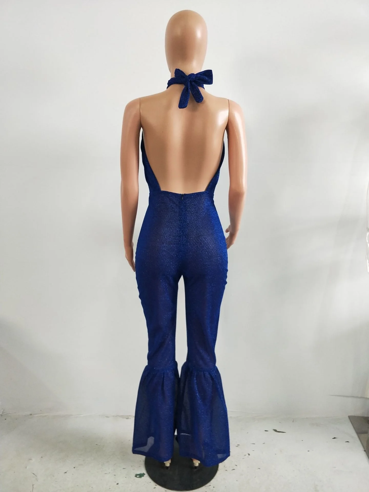 Crystal Jumpsuit Vrouwen 2022 Nieuwe Flare Broek Overalls Sexy Off Shoulder Halter Hals Vrouwelijke Jumpsuits Bodycon Backless Rompertjes Bod