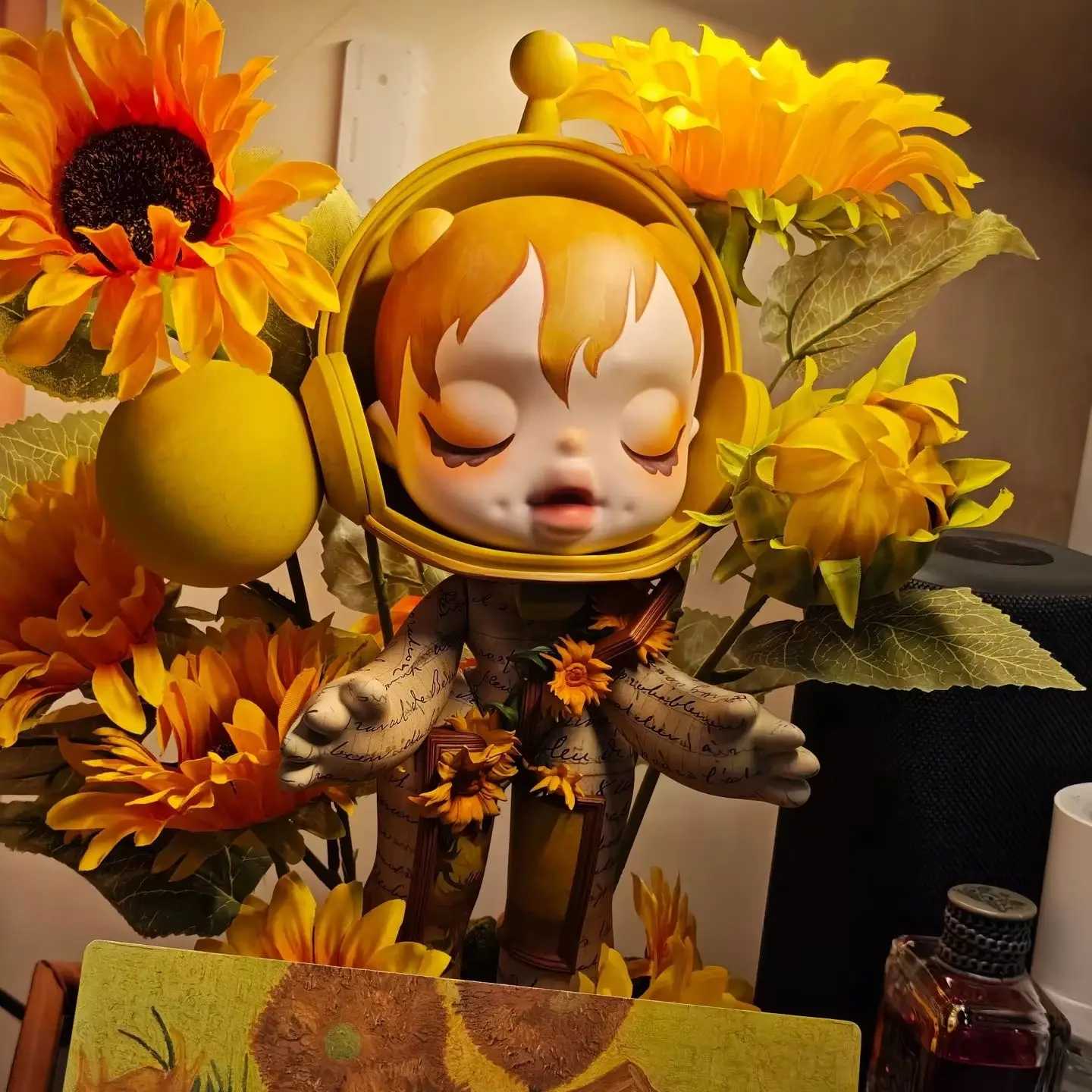POP MART MEGA SKULLPANDA 400% Van Gogh Museum Sonnenblumen-Serie Mystery Blind Box Sammelfigur Ornament für Spielzeugtasche