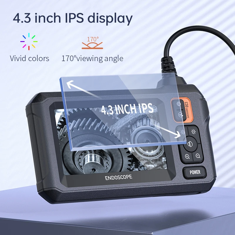 4.3'' IPS Screen Handhel Industrial Endoscope 1080P 8mm 8LED Camera Rigid Cable Pipe Sewer Inspection Borescope IP67 1920*1080