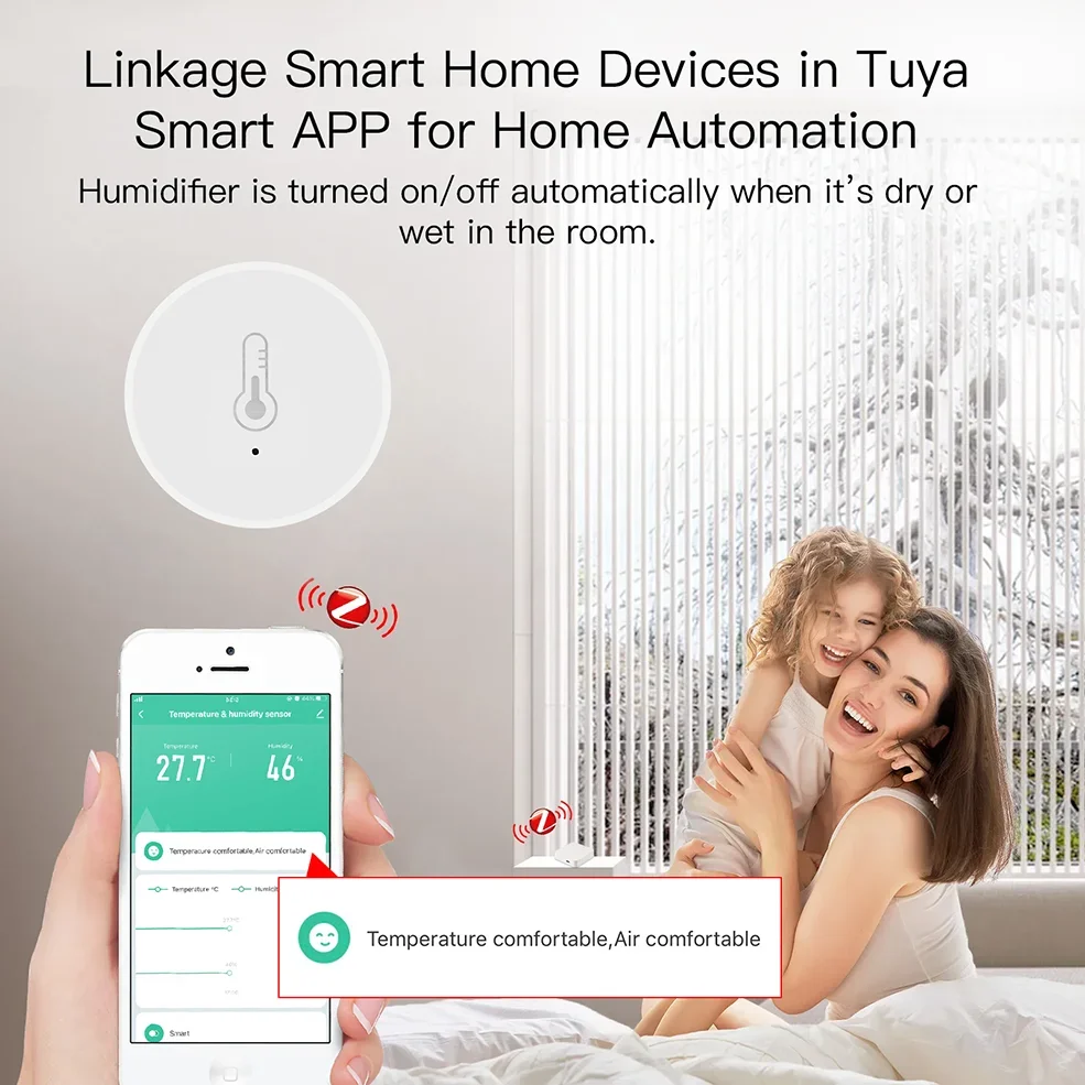 Imagem -04 - Tuya Casa Inteligente Zigbee Sensor de Temperatura e Umidade Bateria Incluída Monitoramento Remoto App Trabalhar com Alexa Google Zigbee2mqtt