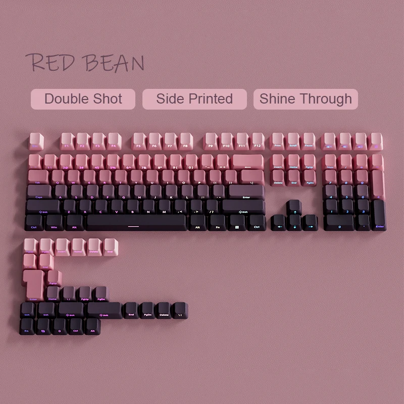

Колпачки для клавиш Cherry Profile с боковым принтом, колпачки для клавиш Red Bean Double Shot PBT для переключателей Gateron MX, механическая клавиатура
