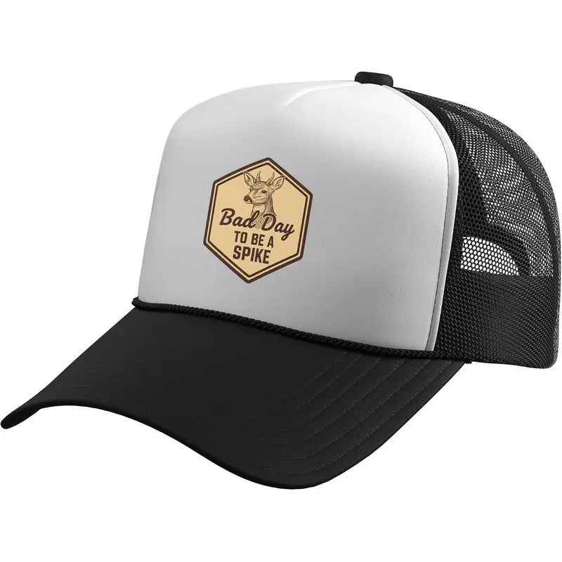 Bad Day to Be A Spike Deer Hunting Funny Outdoors Trucker Hat with Adjustable Mesh Back