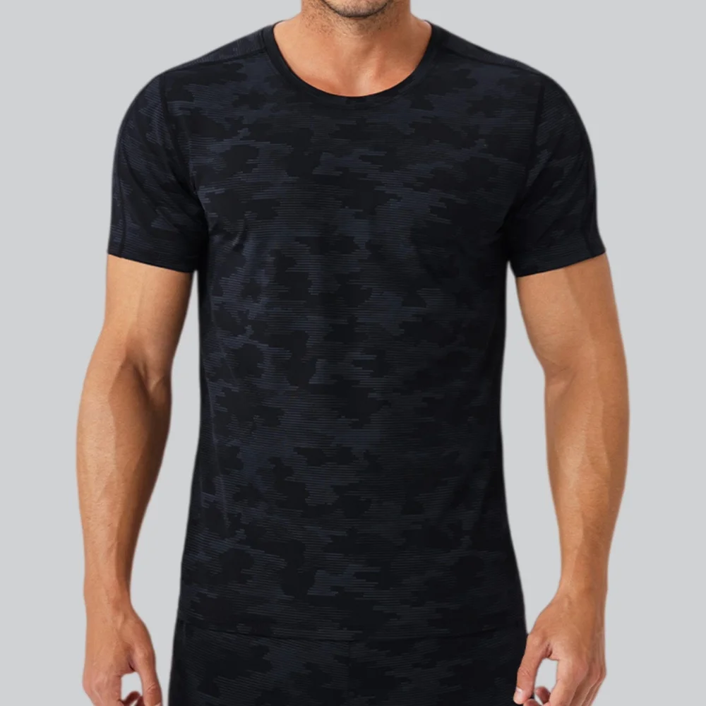 Men's Round Neck T-Shirt Sportswear Summer Running Elastic Short Sleeve Quick Dry Sport Tops Tee Athletic Gym Workout Sweatshirt view 6