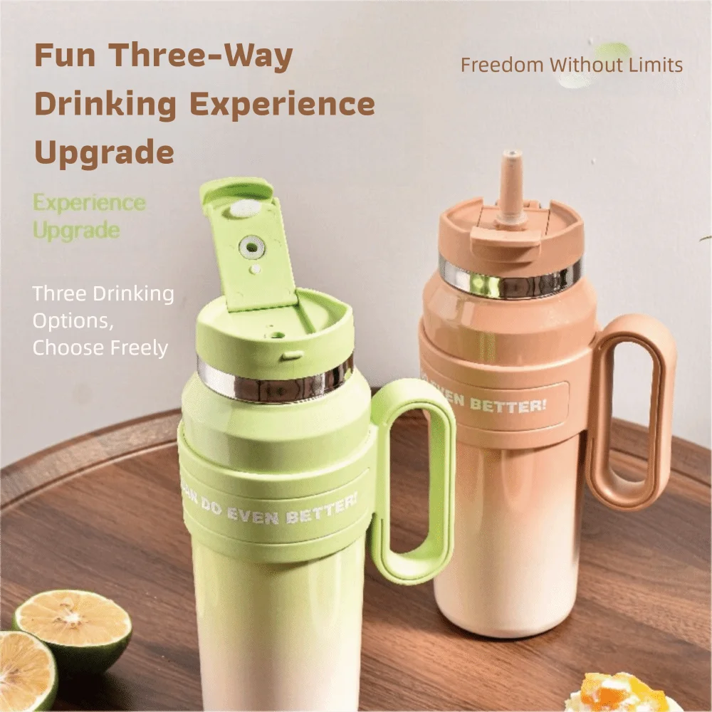 لطيف 600/900 مللي كوب حراري سعة كبيرة كوب معزول مانع للتسرب مع مقبض بطانة السيراميك كوب مكنسة كهربائية مكتب المنزل