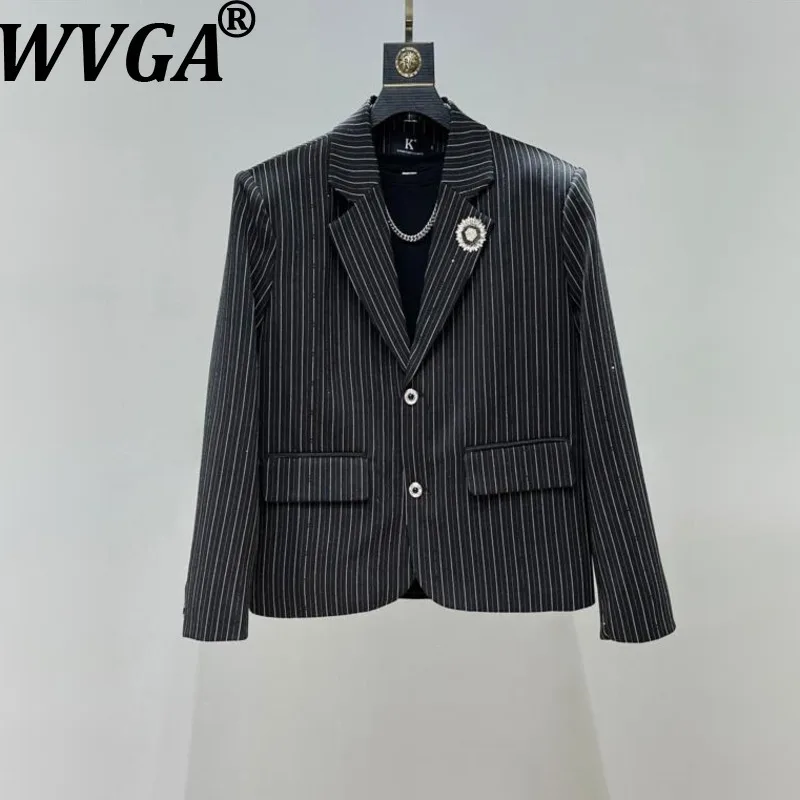 

WVGA Spring Autumn New Men Tide Y2K Striped Trendy Blazer Niche Casual Straight Suit Pants Korean Style Two-Piece Set Ins W15643