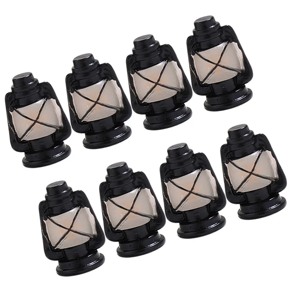 

8 Pcs Kerosene Lamp Simulation Horse Lantern Decoration Resin Mini House Accessory