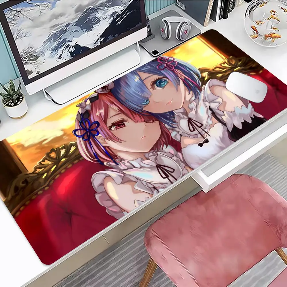 Re Zero Starting Life in Another World Emilia Rem Mouse Pad 90x40CM Non-Slip Gaming Mousepad Gamer E-Sports Mouse