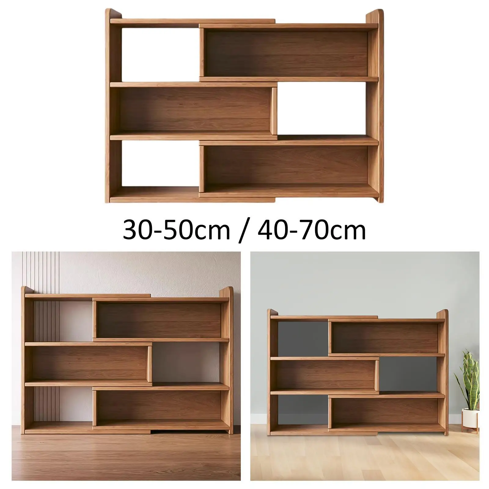 Wooden Bookcase Modern Storage Organizer for Living Room Study Room Indoor