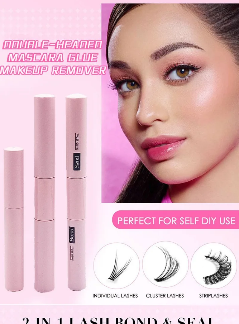 Double Heads Lash Bond and Seals Individual Lashes Glue and Seal Super Strong Hold Lash Extensions and Lashes Glue Remover Tools