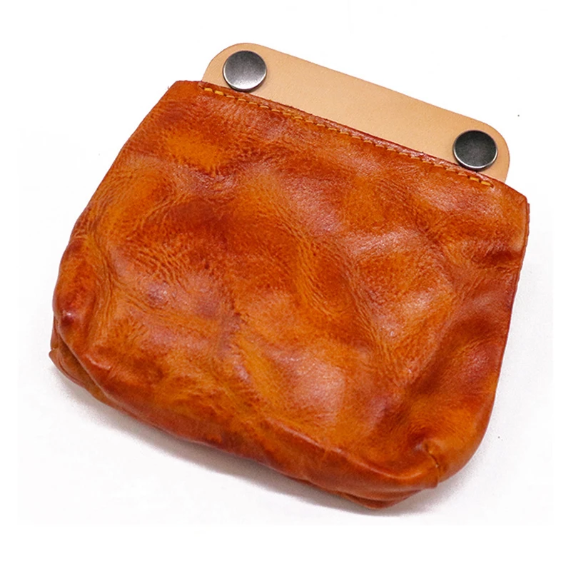 New Men Coin Purses First Layer Leather Short Money Bag Vintage Wrinkled Original Cowhide Coin Pouch Small Credit Card Wallet