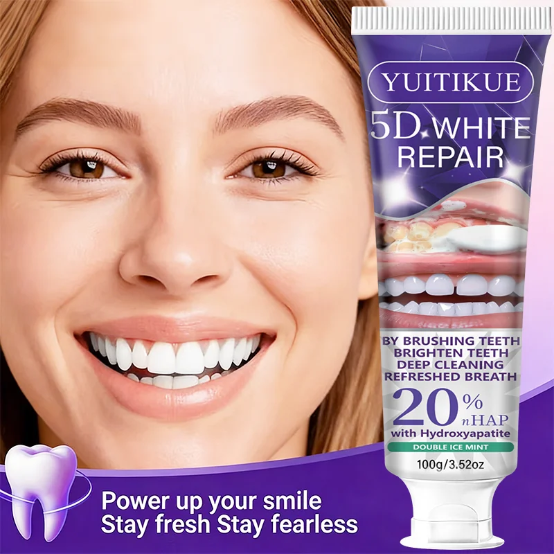 5D White Repair Toothpaste 100g - 20% Hydroxyapatite, Brightens Teeth, Deep Cleans & Fresh Breath