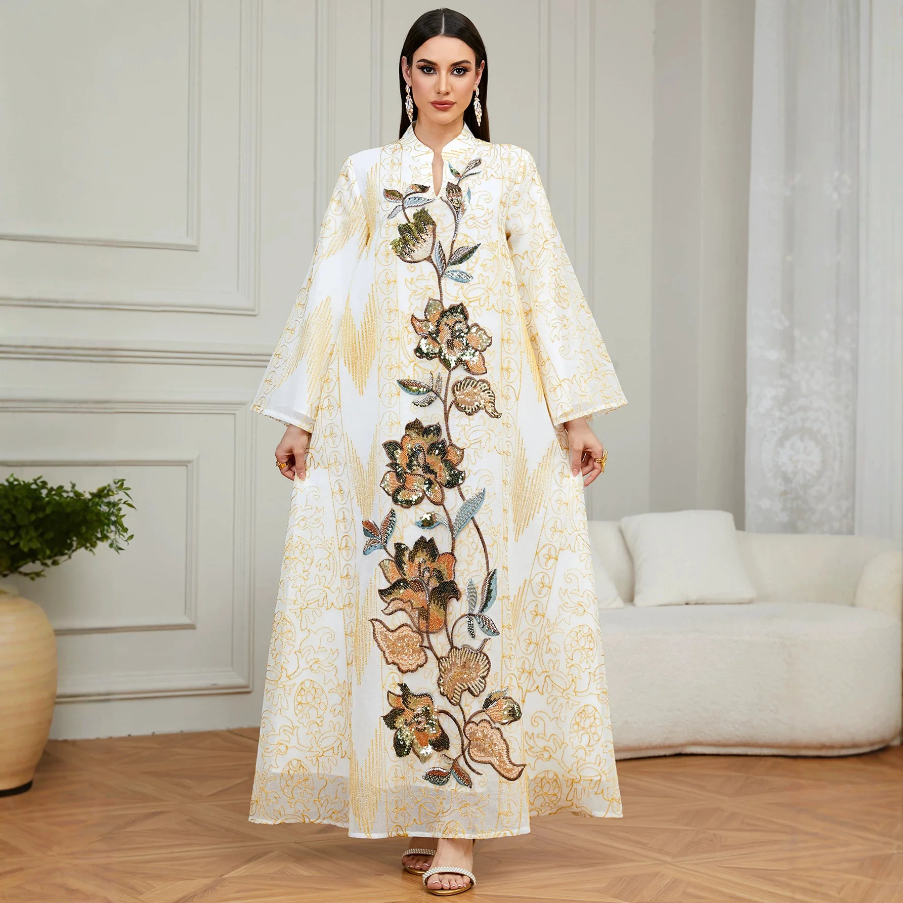 

Luxury Abaya Embroidery Muslim Elegant Women Dresses Caftan Moroccan Dubai Kaftan Gown Evening Party Eid Long Maxi Dresses