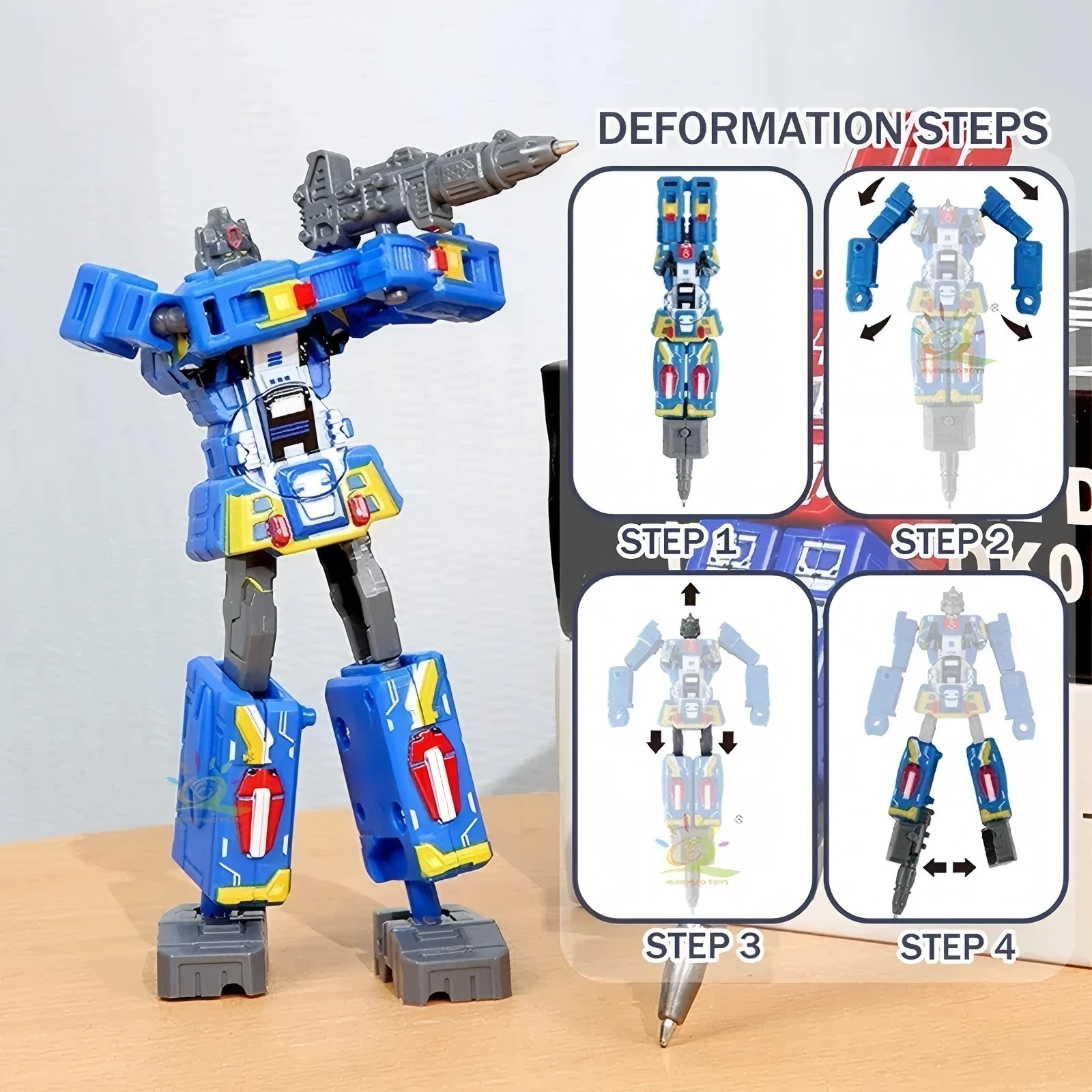 2-in-1 Transformierbarer Roboter-Spielzeug-Kugelschreiber mit Drehgelenk, Actionfigur-Modell, Verformbarer Roboter – Detail 6