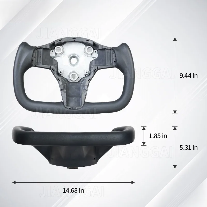 Full Leather Yoke Steering Wheel With Heating Function For Tesla Model 3 2016-2022 Without Carbon Fiber Sides Car Accessories view 3