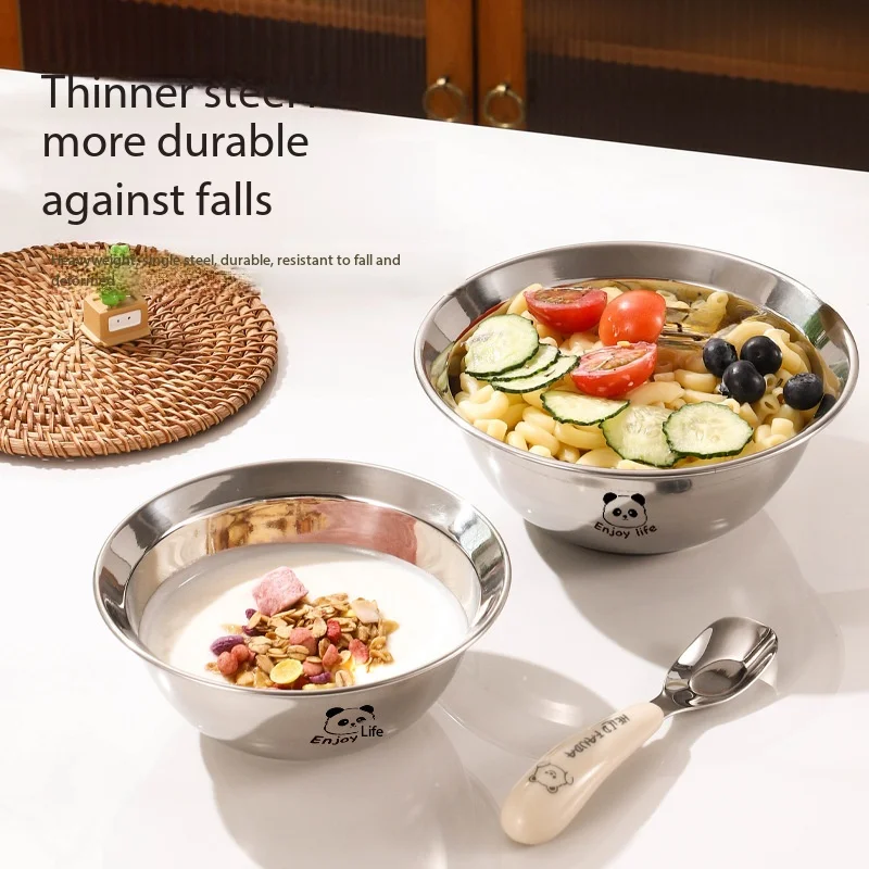 304 stainless steel basin anti-overflow food grade baby tableware baby meal basin children kindergarten eating basin soup basin