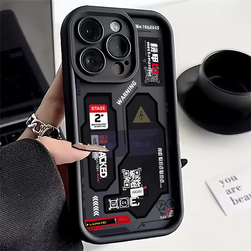 Funda de teléfono para iPhone 17 16e 16 15 14 13 12 11 Pro Max Mini XR XS X 7 8 Plus Hacker Creative Mecha suave TPU contraportada