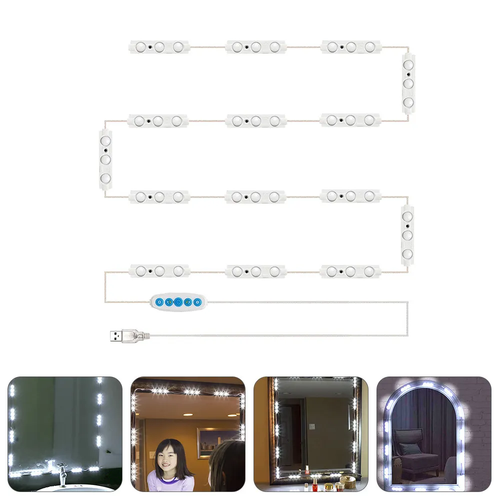 

1Set LED Makeup Mirror Light Easy Install Mirror Front Lamp Portable Vanity Kit Bright Makeup Lamp for Bathroom Bedroom