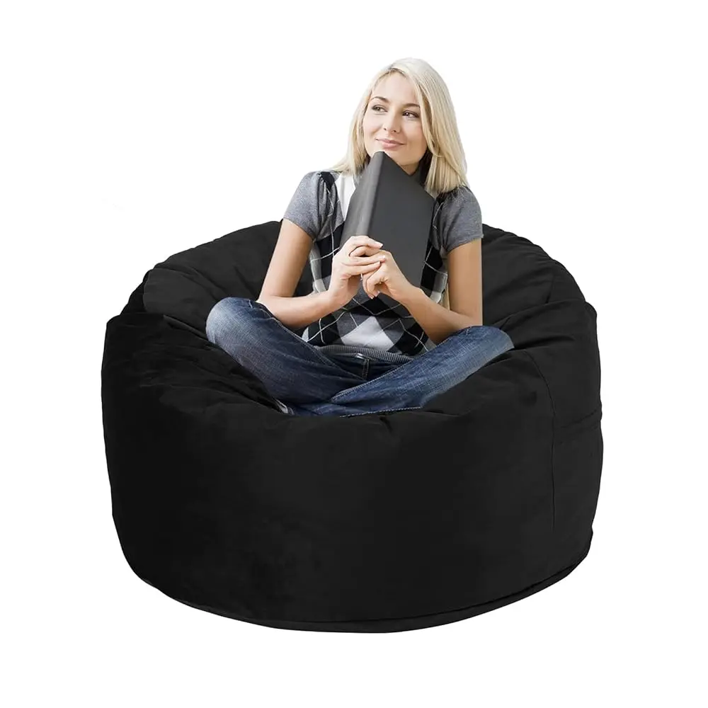 

3 Feet Bean Bag Chair, Memory Foam Filled, Removable Cover, Bean Bag Chairs For Adults And Teens, Round Sofa Chair For Living