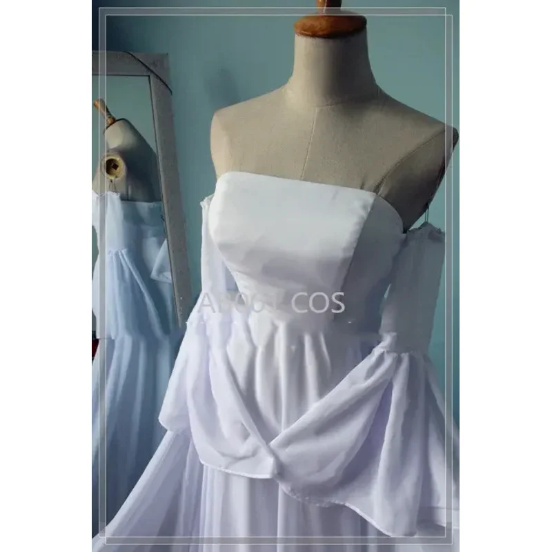 The Seven Deadly Sins Elaine Dress Costume Nanatsu no Taizai Elaine Cosplay Costumes White Lolita Long Chiffon Dress Any Size