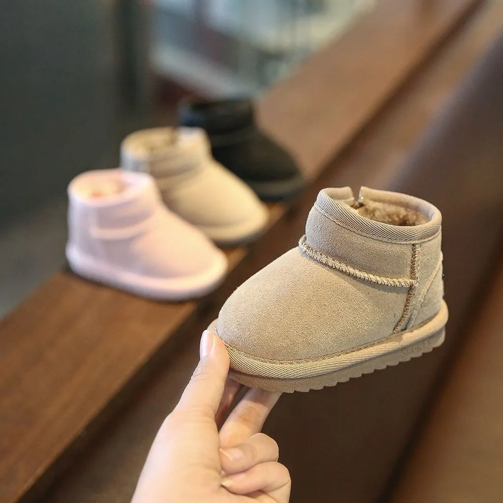Winter Baby Girl Shoes New Toddler Snow Boots Children Infant Plush Warm Non-Slip Kids Short Boots Boys Cotton Shoes Size 15-27