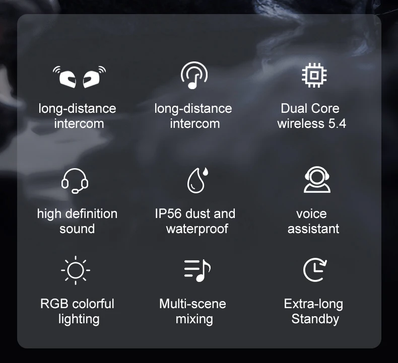Y12 Pro Motorradhelm Bluetooth Headset Intercom Entfernung 500M IP56 Staub und wasserdicht Sprachassistent Mischen Musik Teilen – Detail 2